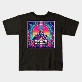 Neon Summit of Faith - Grace Mountain Retro Design Kids T-Shirt